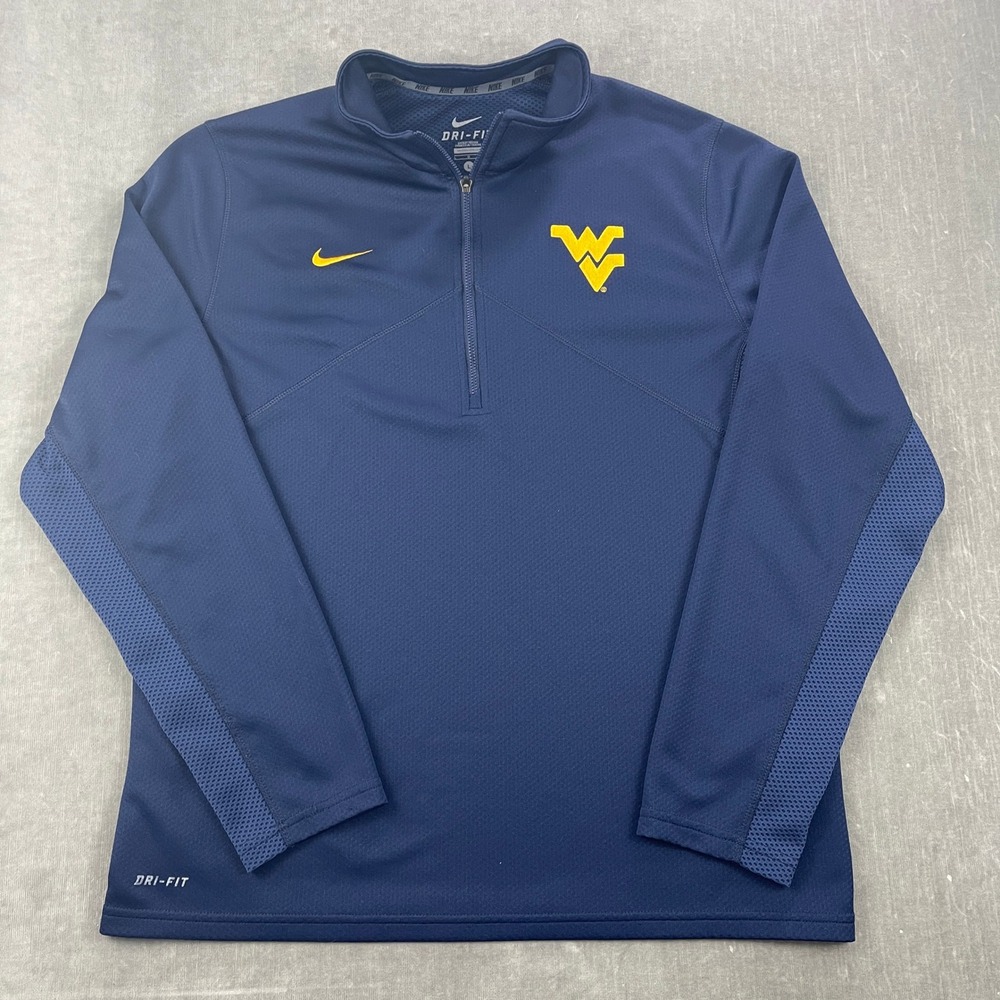 West Virginia Mountaineers Nike Men Large Navy Blue Dri-FIT Quarter Zip Pullover